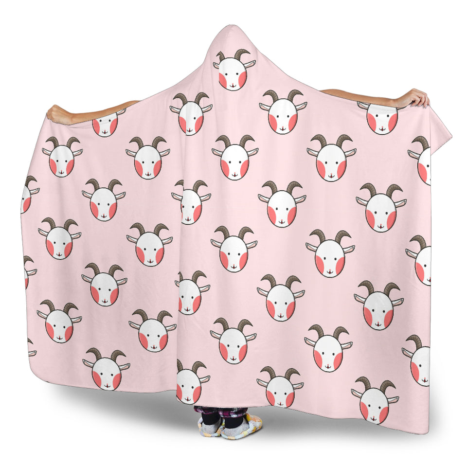 Cute Goat Pattern Hooded Blanket