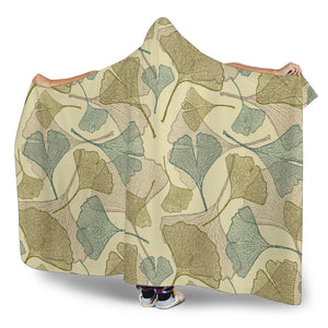 Ginkgo Leaves Design Pattern Hooded Blanket