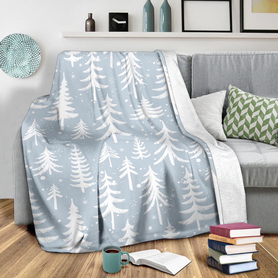 Christmas Tree Winter Forest Pattern Premium Blanket