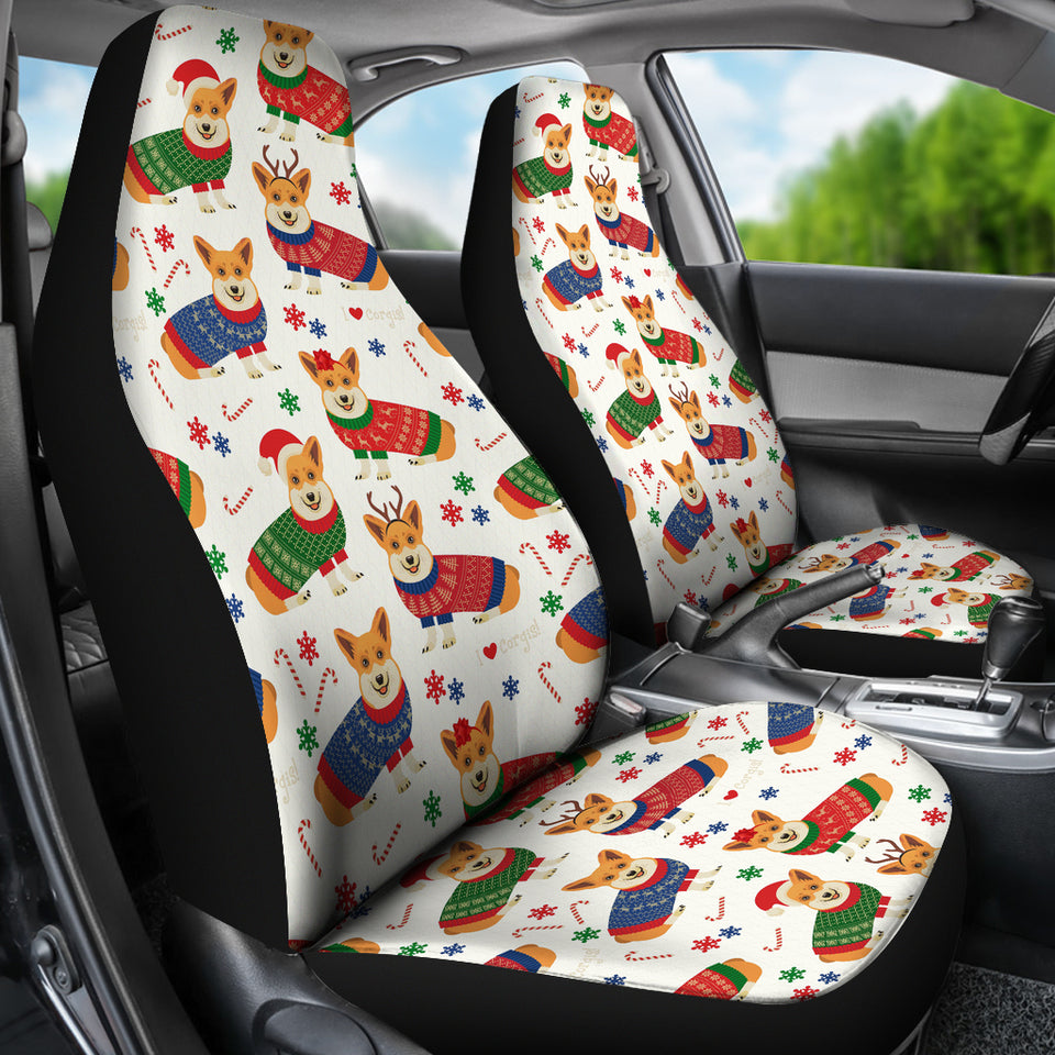 Corgi Christmas Pattern Universal Fit Car Seat Covers