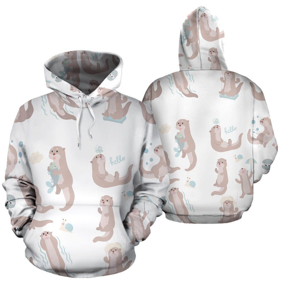 Cute Sea Otters Pattern Men Women Pullover Hoodie