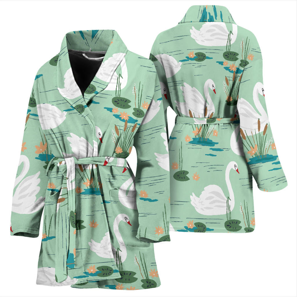 White Swan Lake Pattern Women'S Bathrobe