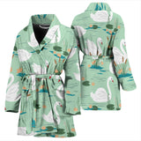 White Swan Lake Pattern Women'S Bathrobe