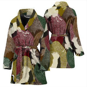 Japanese Cranes Flying Forest Dot Pattern Women'S Bathrobe