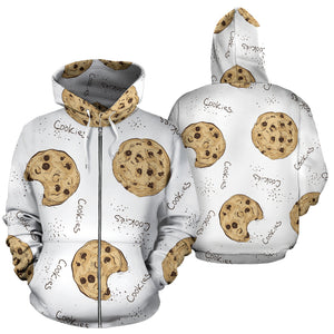 Sketch Style Cookie Pattern Zip Up Hoodie