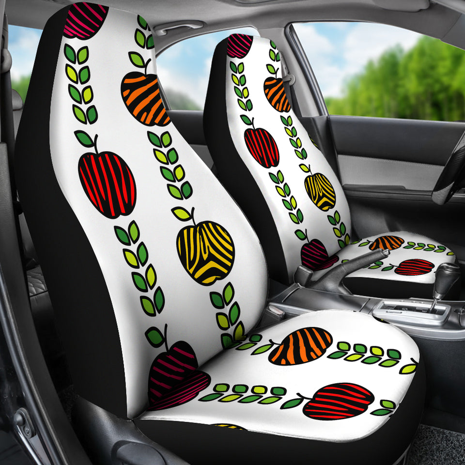 Colorful Apples Leave Zebra Stripe  Universal Fit Car Seat Covers