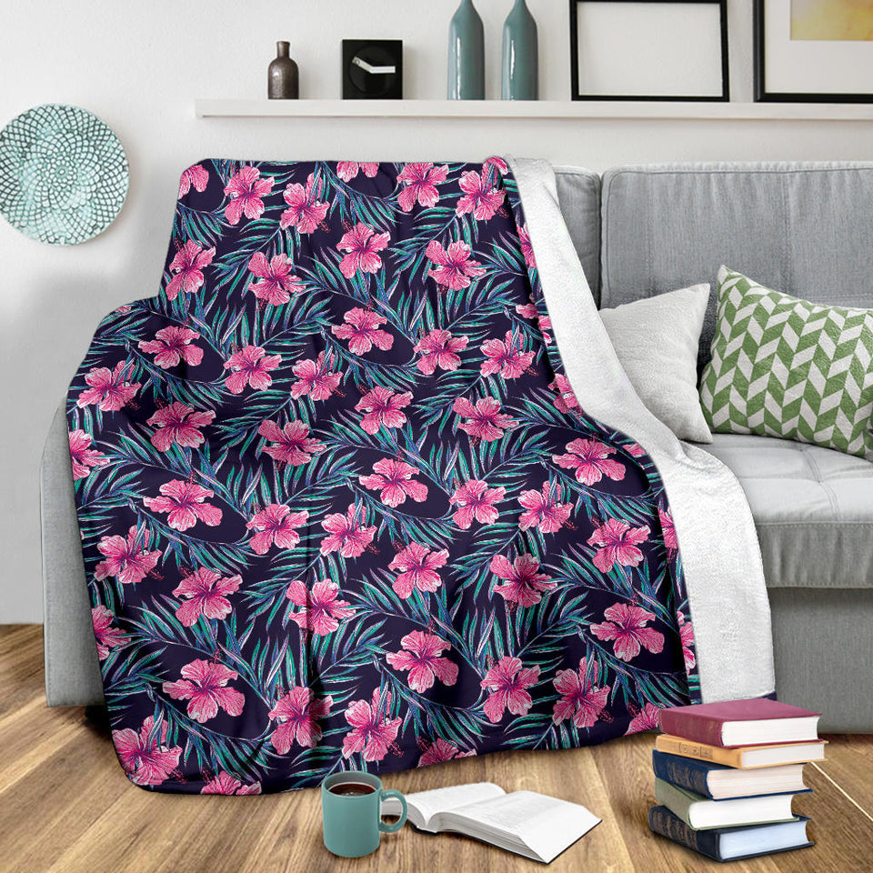 Hibiscus Pattern Print Design 05 Premium Blanket