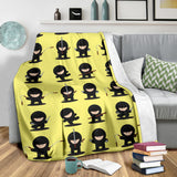 Cute Ninja Yellow Background Premium Blanket