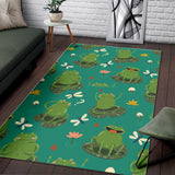Cute Frog Dragonfly Design Pattern Area Rug