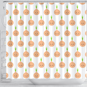 Cute Onions Smiling Faces Shower Curtain Fulfilled In US