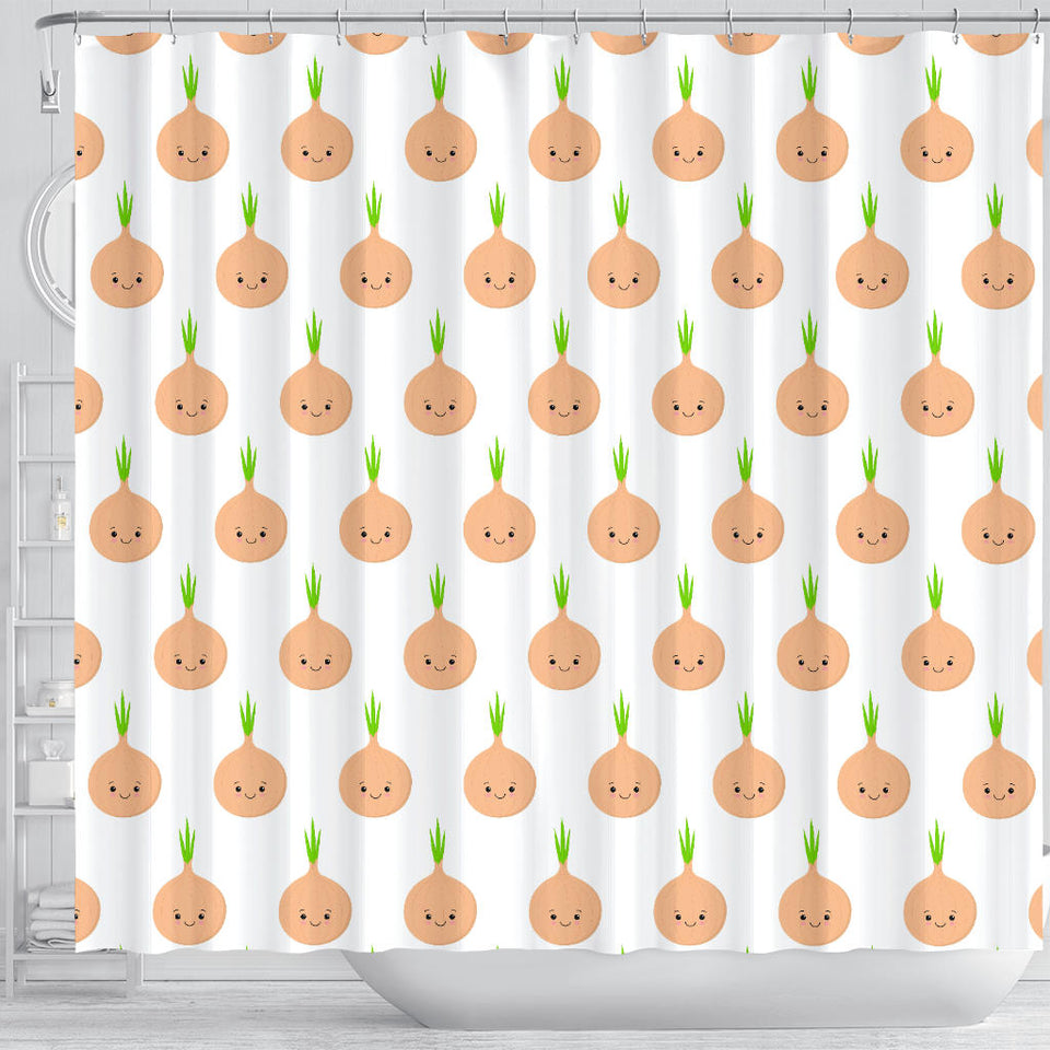 Cute Onions Smiling Faces Shower Curtain Fulfilled In US