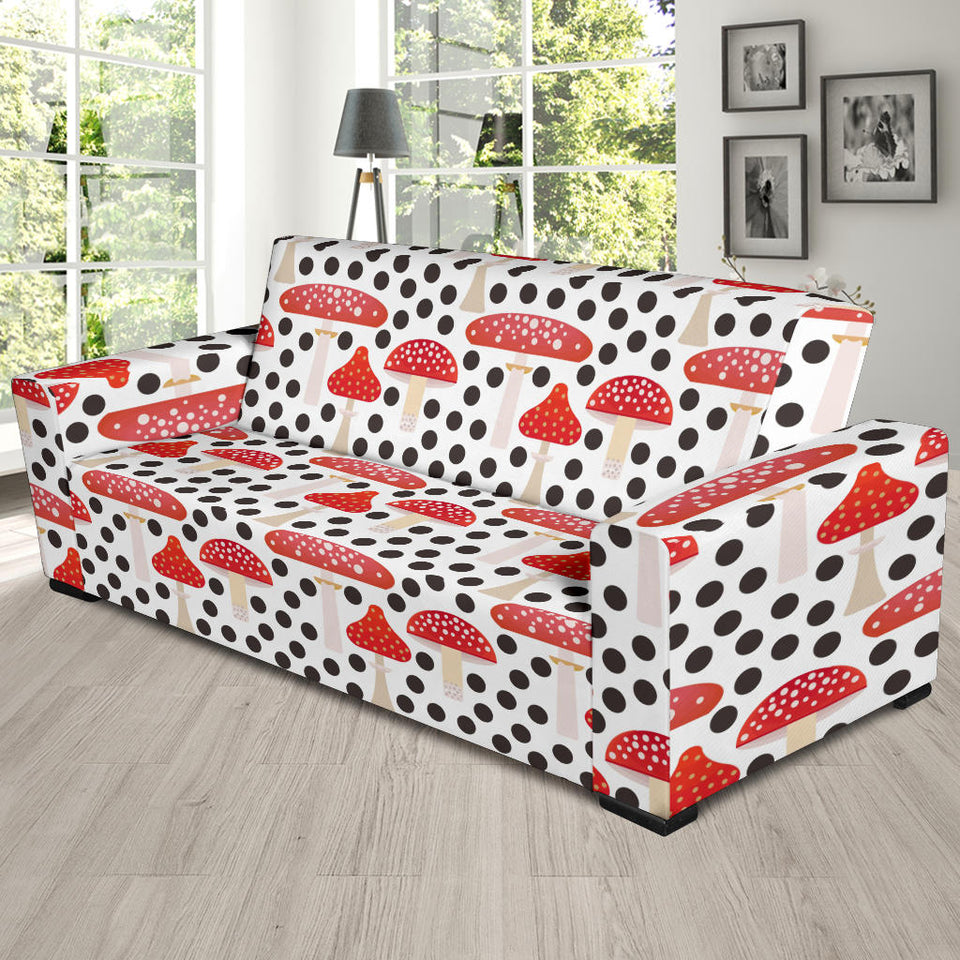 Red Mushroom Dot Pattern Sofa Slipcover