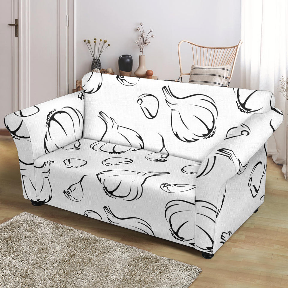 Garlic Pattern Black White Loveseat Couch Slipcover