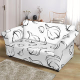 Garlic Pattern Black White Loveseat Couch Slipcover