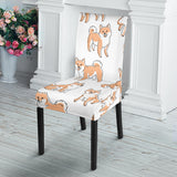 Shiba Inu Dog Pattern Dining Chair Slipcover