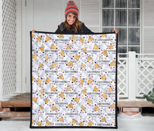 Greyhound Pattern Print Design 03 Premium Quilt