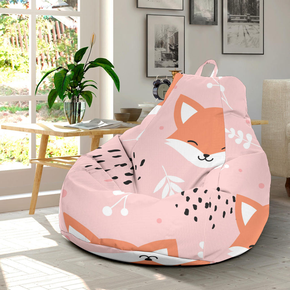 Cute Fox Pattern Pink Background Bean Bag Cover
