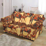 Camel Polynesian Tribal Design Pattern Loveseat Couch Slipcover