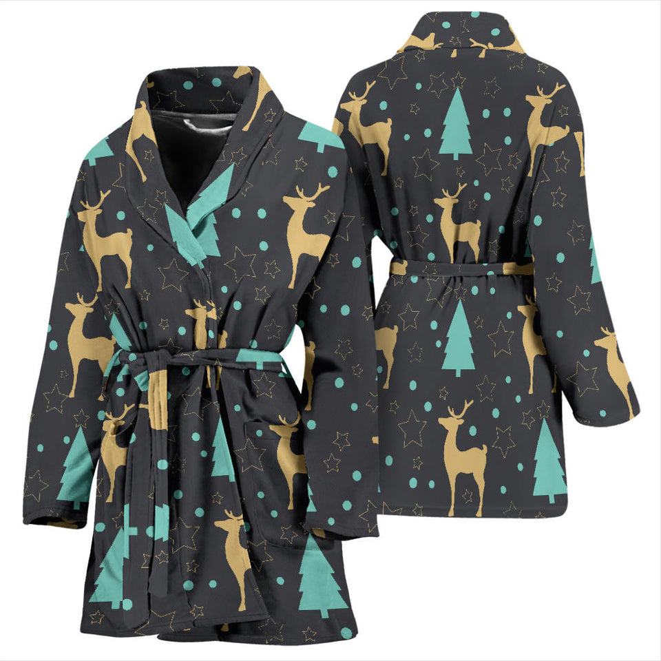 Deers Star Tree Pattern Women'S Bathrobe