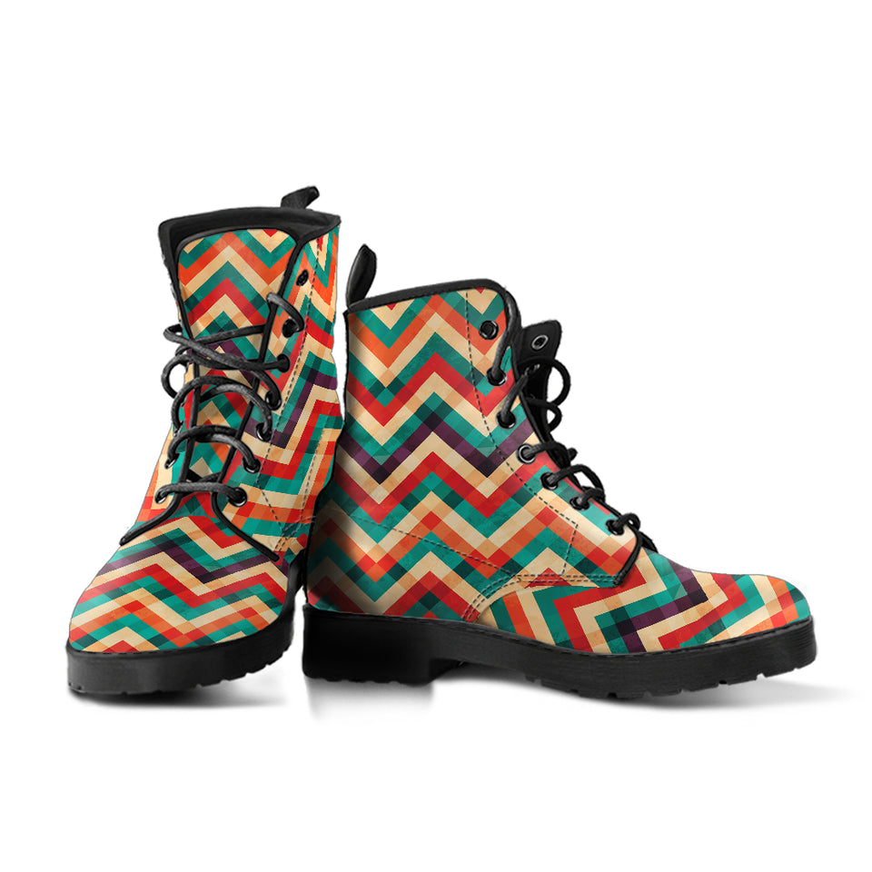 Zigzag  Chevron Colorful Pattern Leather Boots