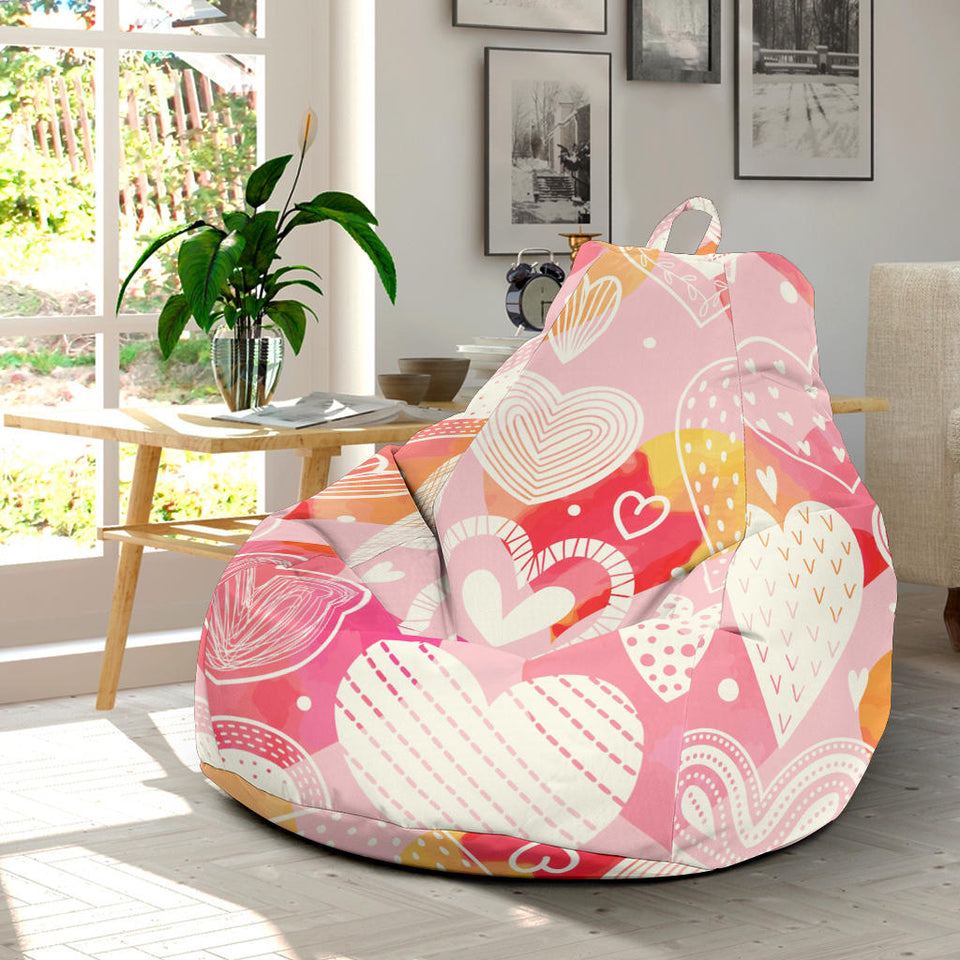 Hand Drawn Heart Design Pattern Bean Bag Cover