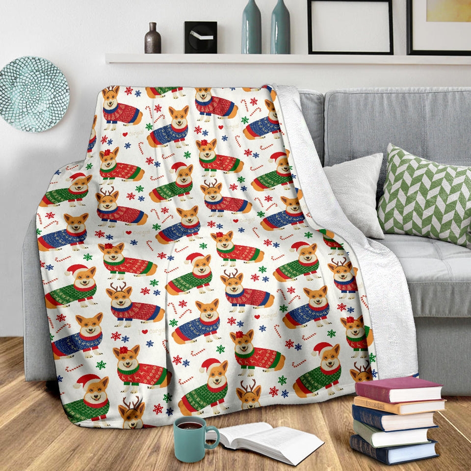 Corgi Christmas Pattern Premium Blanket
