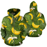 Banana Palm Leaves Pattern Zip Up Hoodie