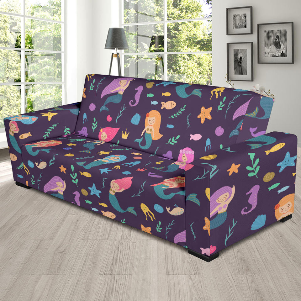 Beautiful Mermaid Fish Jellyfish Algae Other Marine World Sofa Slipcover