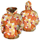 Orange Yellow Orchid Flower Pattern Background Men Women Pullover Hoodie