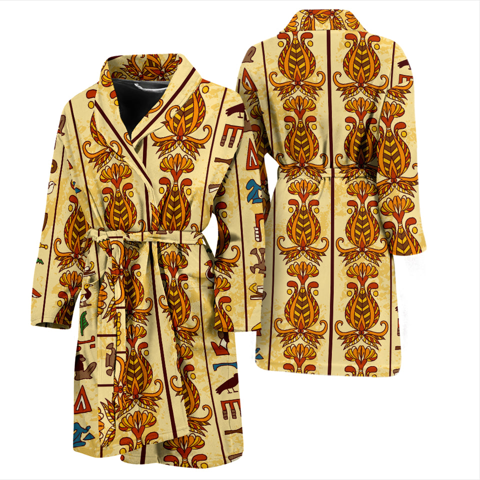 Egypt Hieroglyphics Pattern Print Design 04 Men's Bathrobe