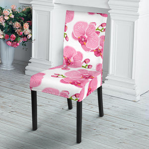 Pink Purple Orchid Pattern Background Dining Chair Slipcover