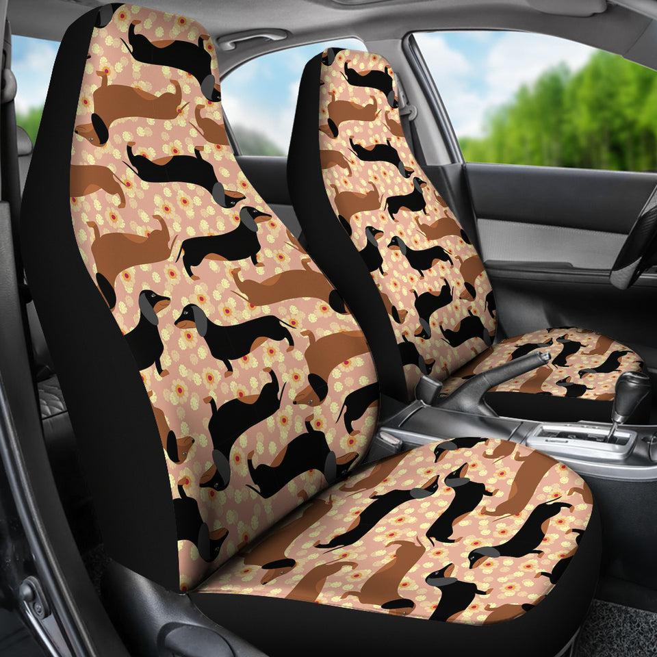 Dachshund Floral Background Universal Fit Car Seat Covers
