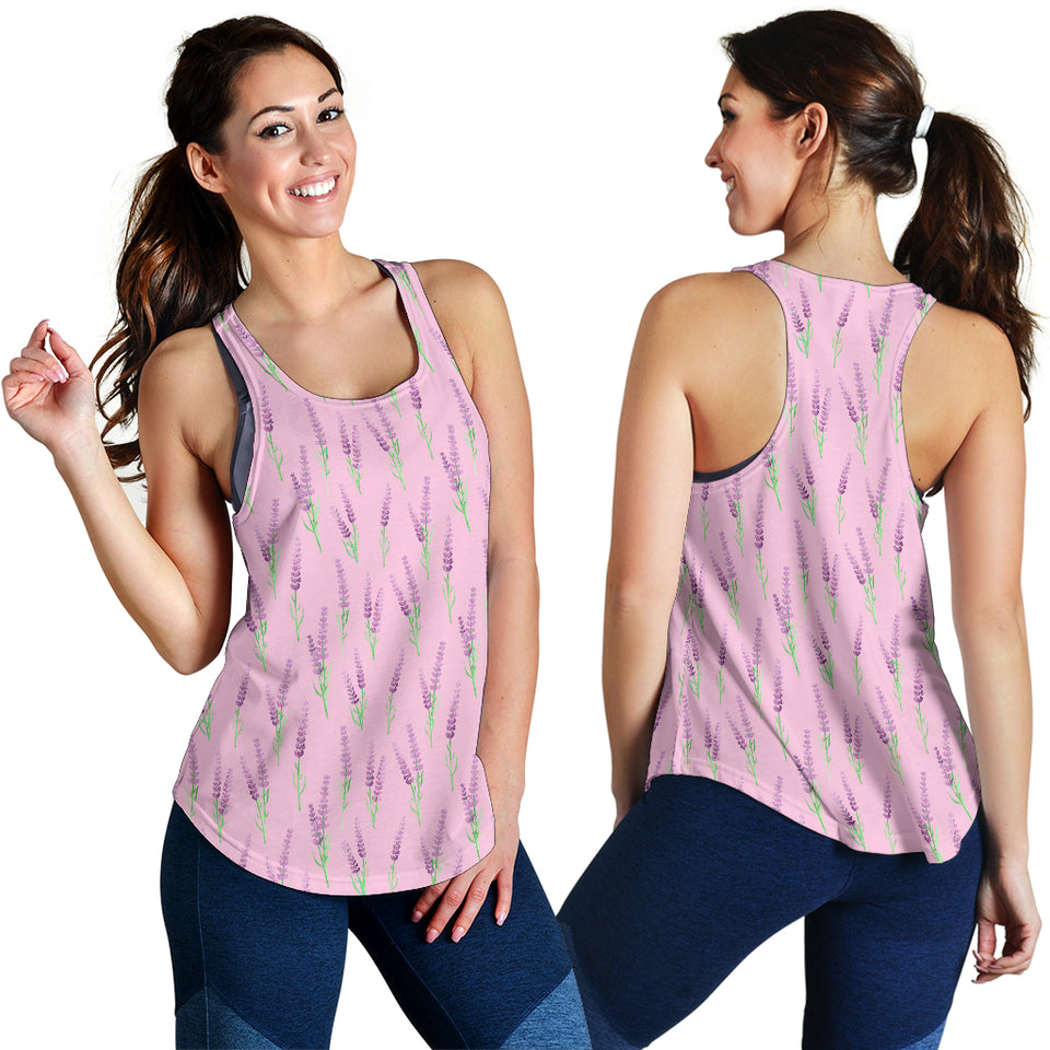 Lavender pattern pink background Women Racerback Tank Top