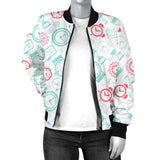 Clock Time Pattern Blackground Women'S Bomber Jacket