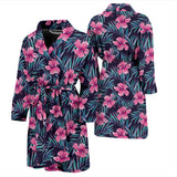 Hibiscus Pattern Print Design 05 Men's Bathrobe