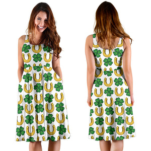 Horseshoes Pattern Print Design 04 Sleeveless Midi Dress