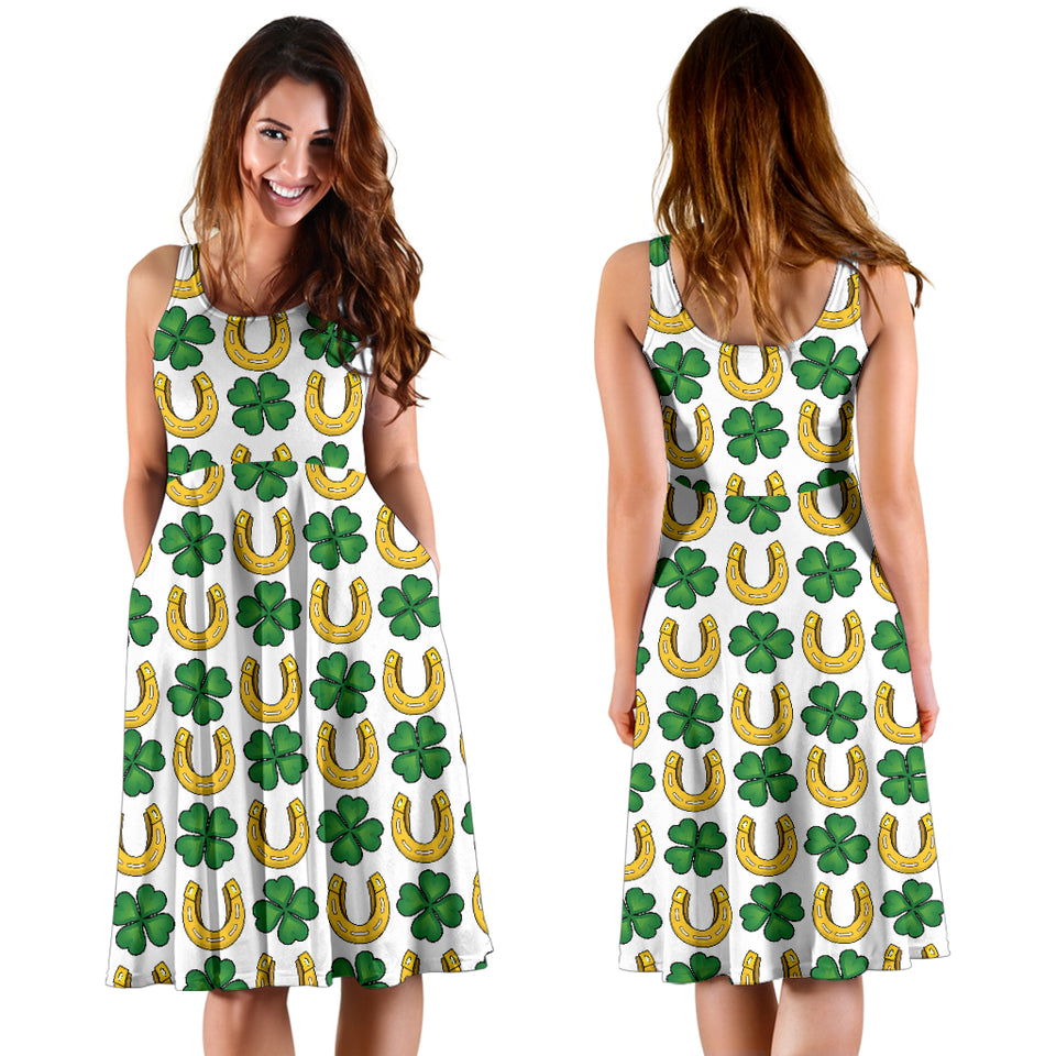 Horseshoes Pattern Print Design 04 Sleeveless Midi Dress