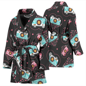 Camera Pattern Print Design 04 Women's Bathrobe