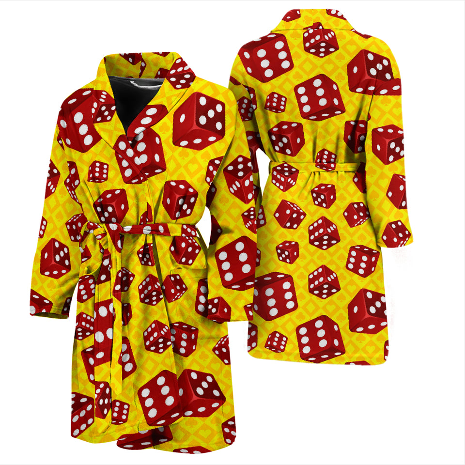 Dice Pattern Print Design 04 Men's Bathrobe