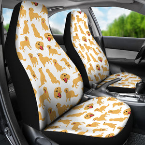 Golden Retriever Pattern Print Design 05 Universal Fit Car Seat Covers