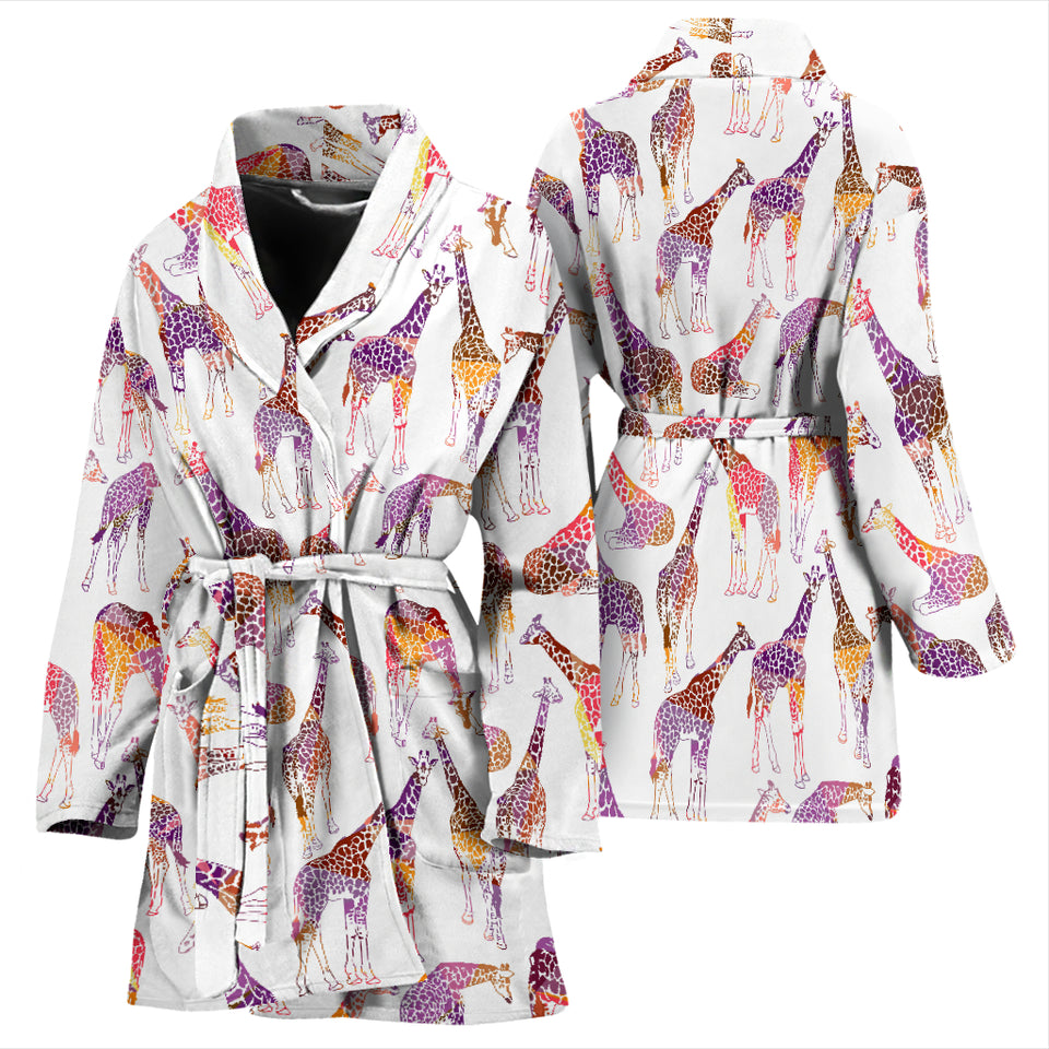 Giraffe Pattern Print Design 02 Women's Bathrobe