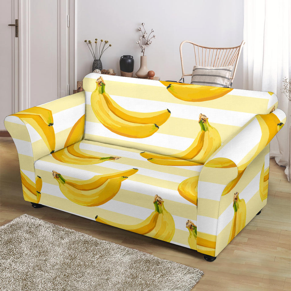 Banana Pattern Blackground Loveseat Couch Slipcover