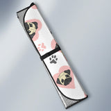 Cute Pugs Pink Heart Paw Pattern Car Sun Shade