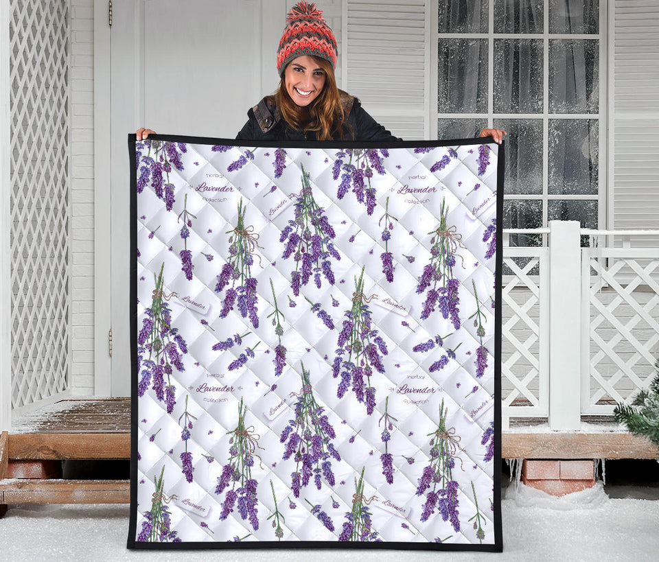 Lavender Flower Design Pattern Premium Quilt