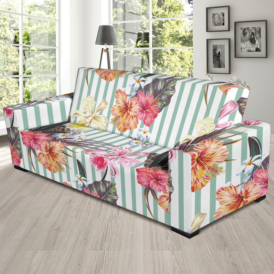 Colorful Orchid Flower Pattern Sofa Slipcover