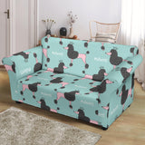 Poodle Dog Green Background Loveseat Couch Slipcover