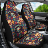 Sugar Skulls Flower Maxican Pattern  Universal Fit Car Seat Covers