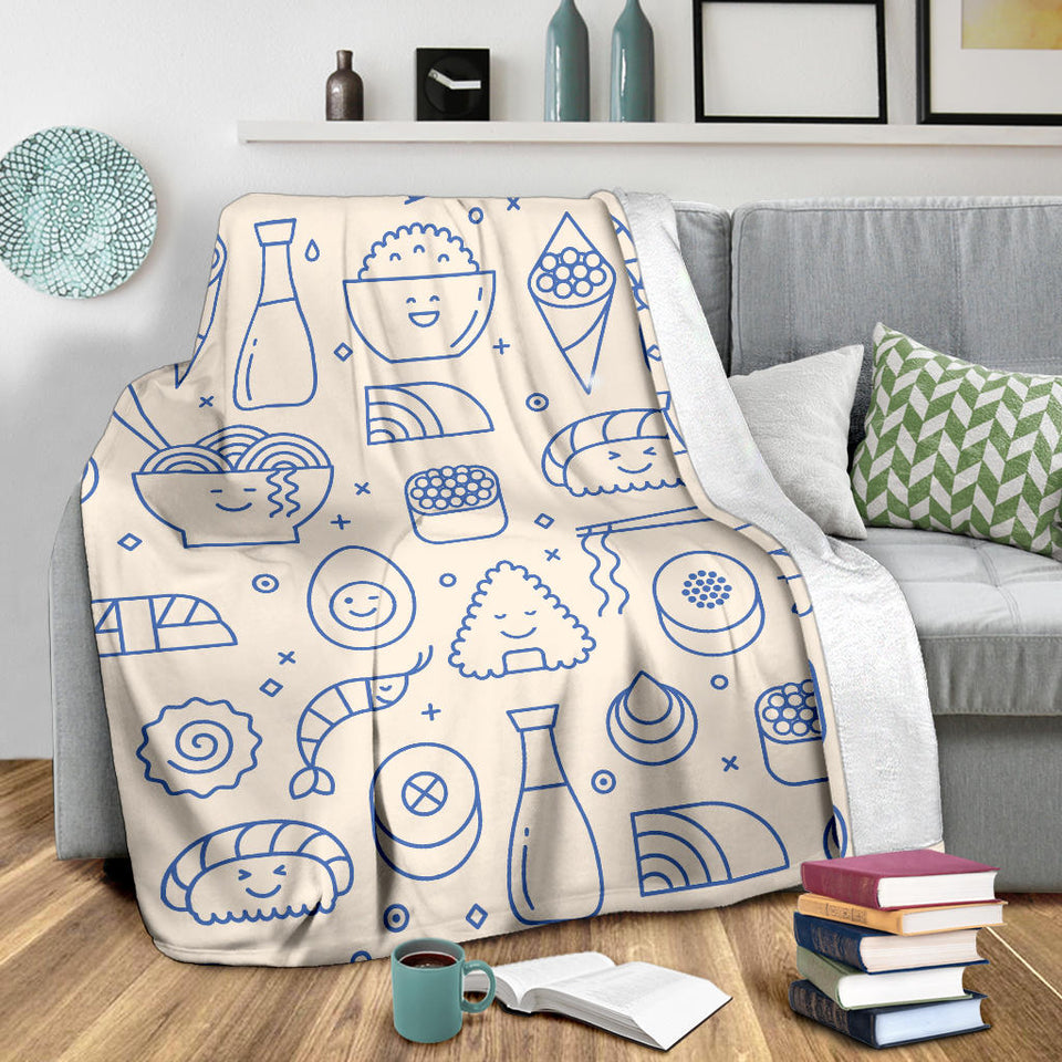 Cute Sushi Icon Pattern Premium Blanket