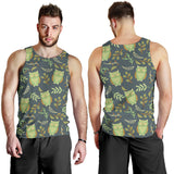 Cute owls leaves pattern Men Tank Top