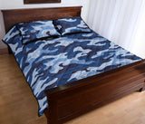 Blue camo camouflage pattern Quilt Bed Set
